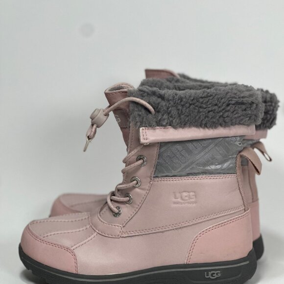 UGG Girls Pink Crystal Butte II Waterproof Leather Winter Boots Size 3 Excellent - Picture 6 of 9